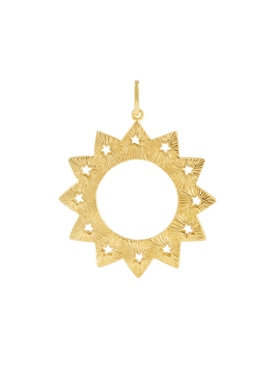 Sun talisman pendant for men. Silver, gold-plated