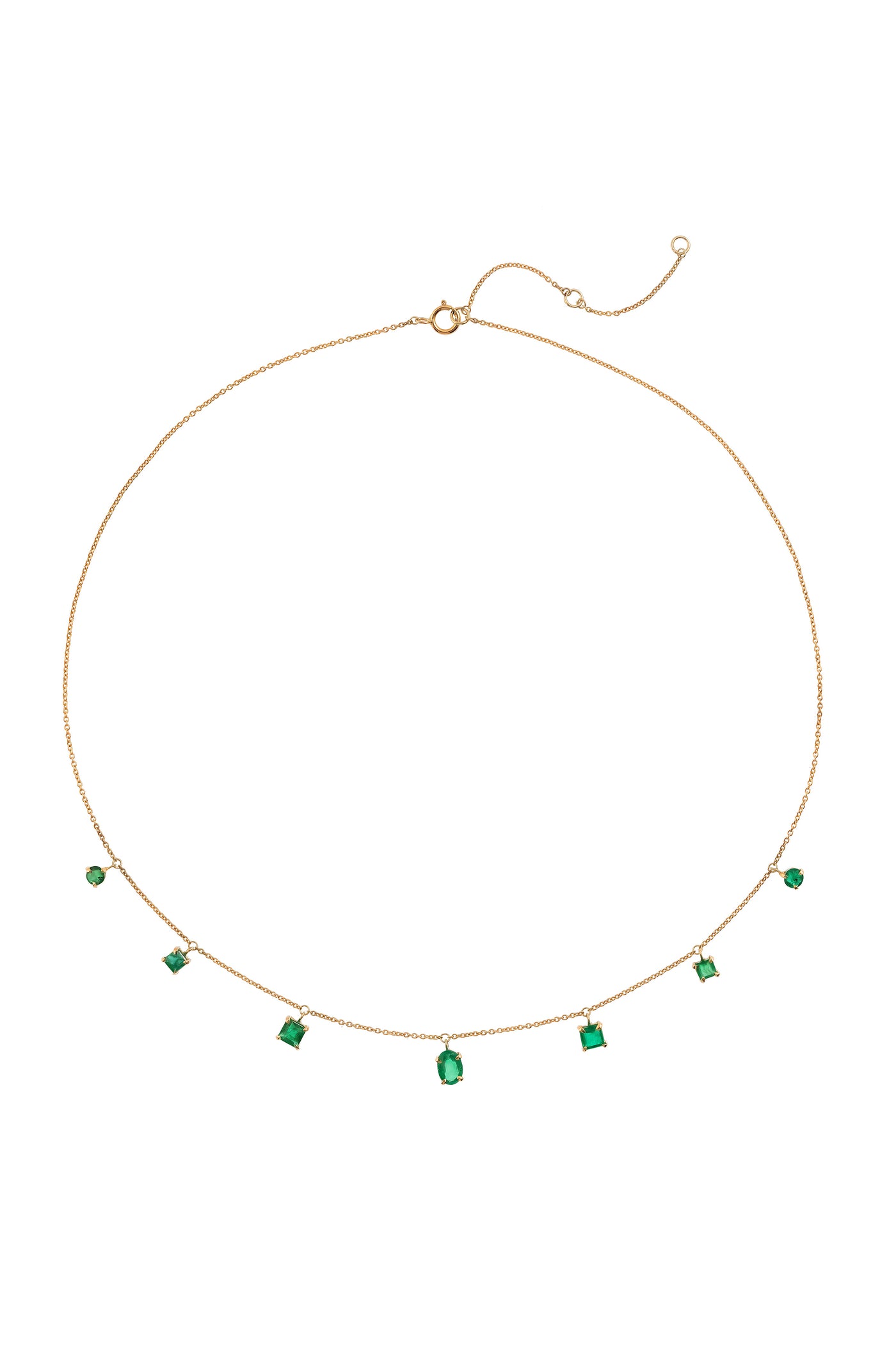 Solid gold Emerald necklace, 42 cm
