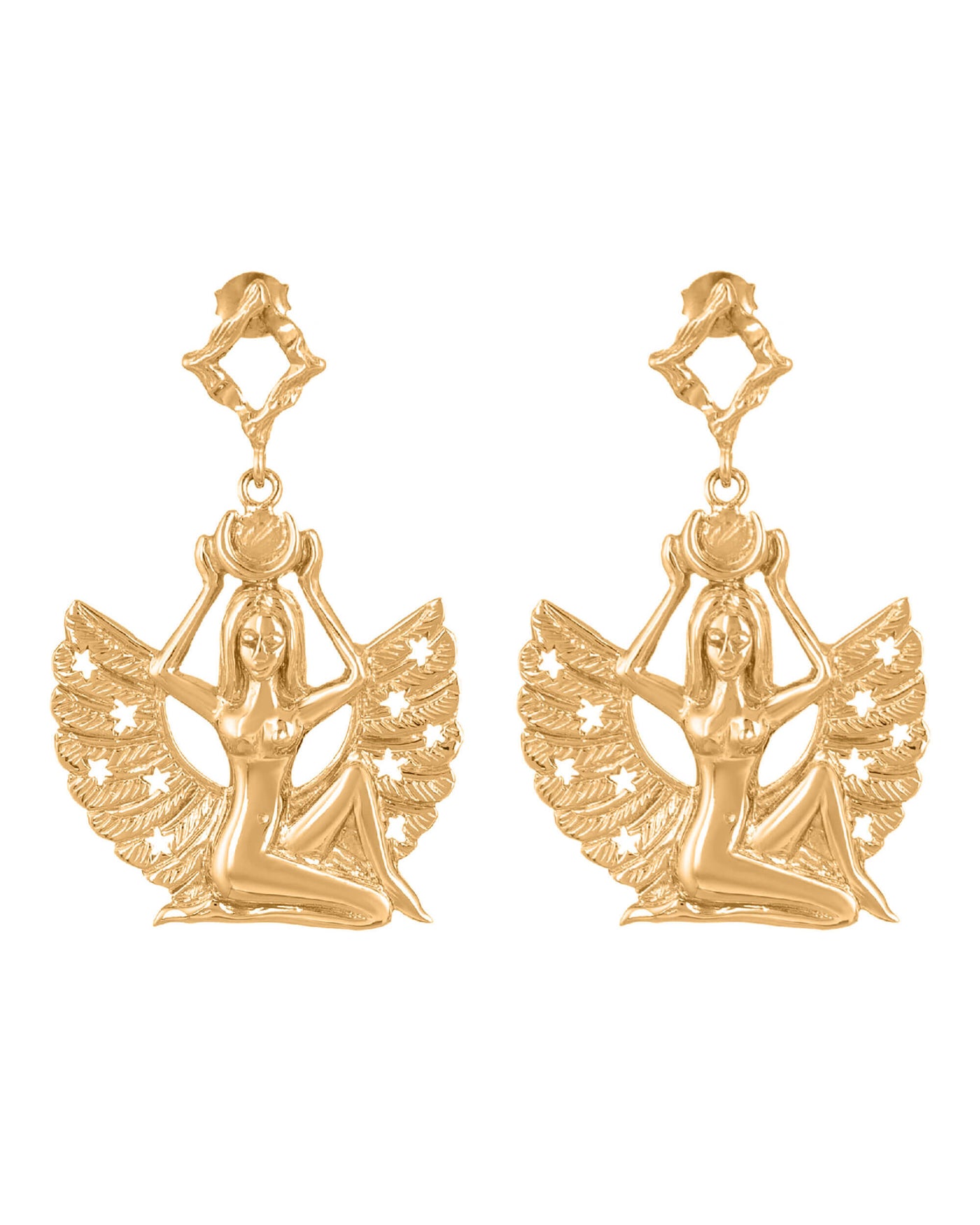 Silver Earrings "Isis". Gold Plated