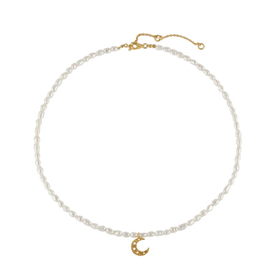 Moon pearl choker. Silver, gold-plated