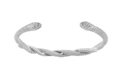 Intertwined snakes bracelet cuff. Silver