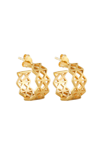 Life Force small hoop earrings. Silver, gold-plated