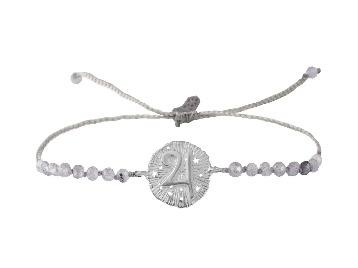 Jupiter medallion amulet bracelet with beads. Silver