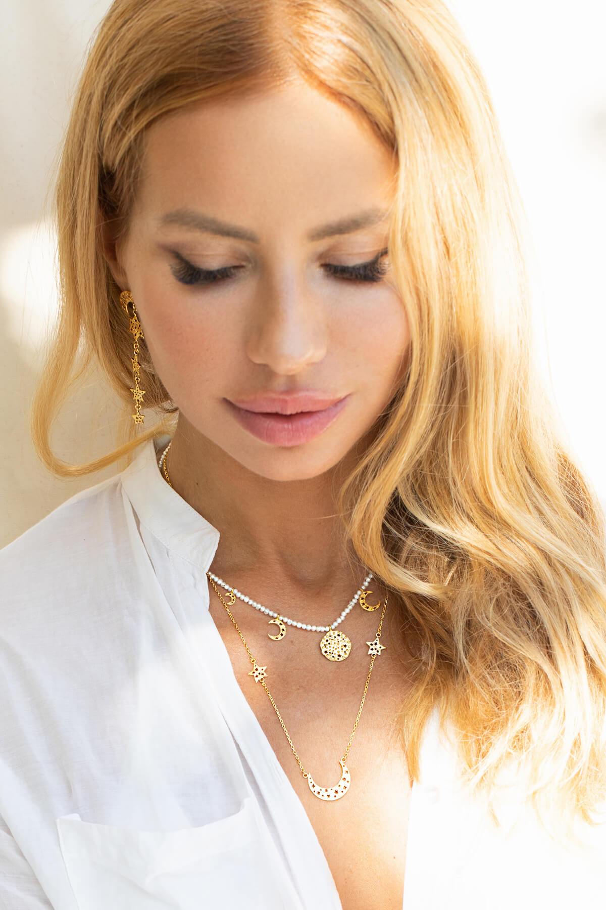 Moon Cycle Pearl Choker. Silver, Gold-Plated