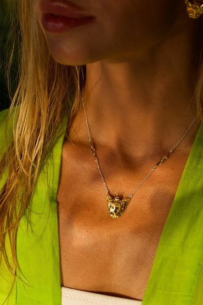 Bastet Goddess necklace. Silver, gold-plated