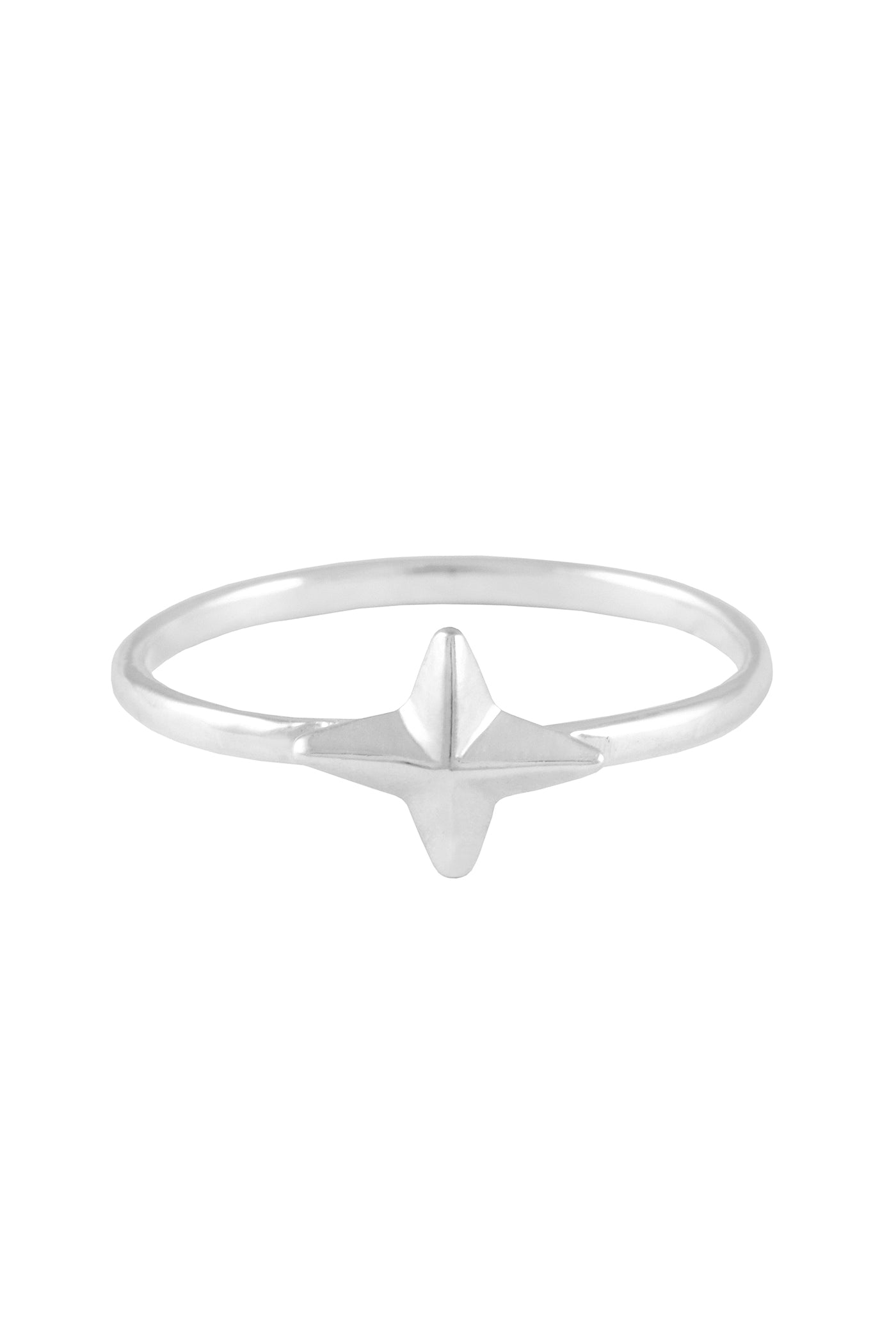 Four pointed star ring. Silver