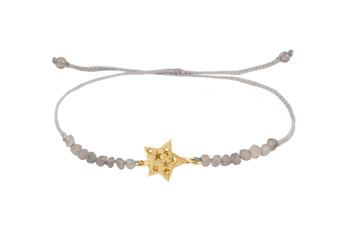 5-pointed star amulet bracelet with beads. Gold plated