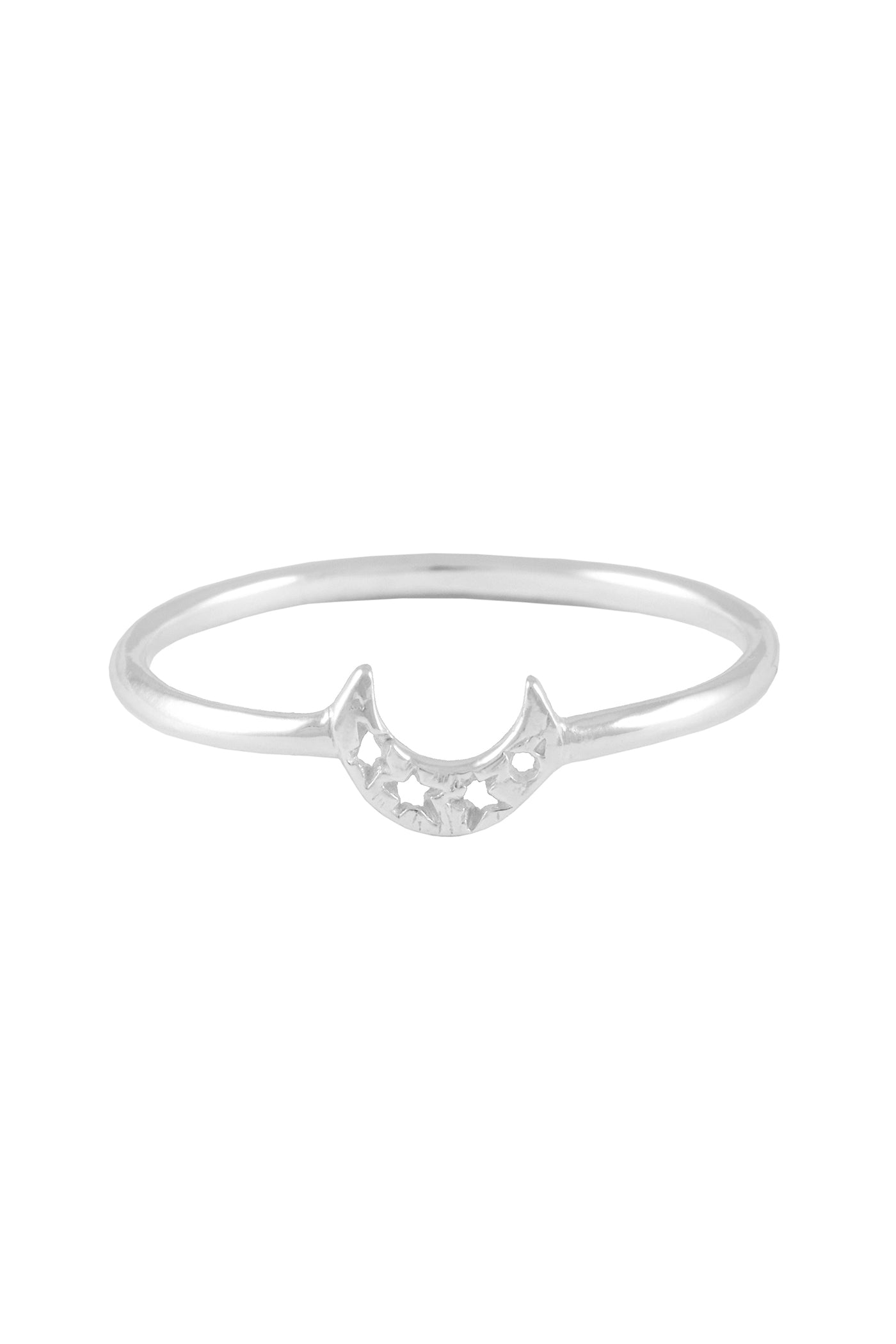 Small Crescent Moon ring. Silver