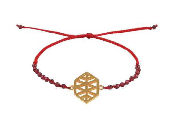 "New Level of consciousness" amulet bracelet with beads. Gold plated