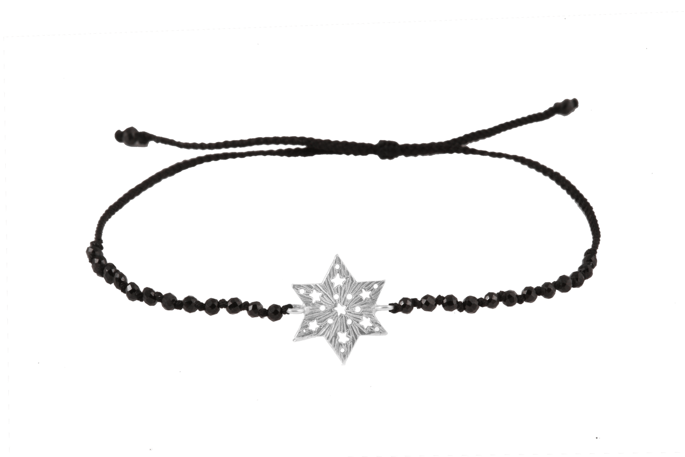 6-pointed star amulet bracelet with beads. Silver