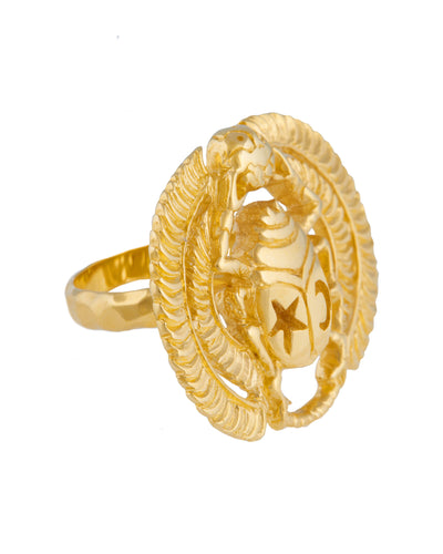 Scarab ring. Silver, gold-plated