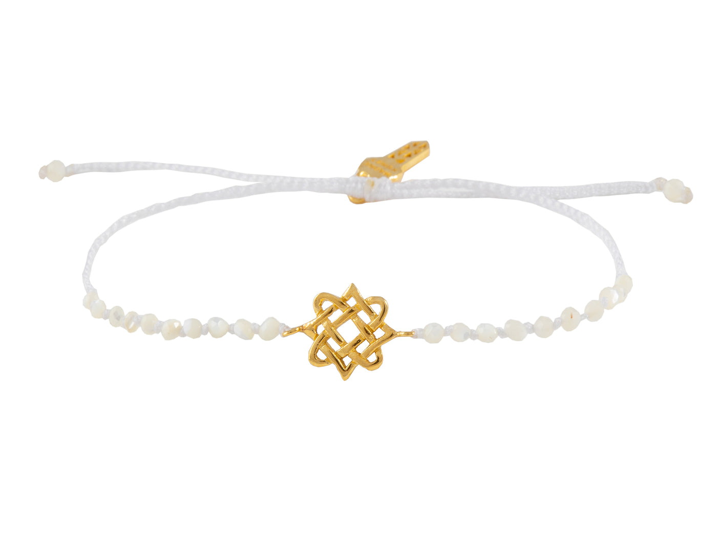 Lada star talisman mini bracelet with beads. Silver, gold plated