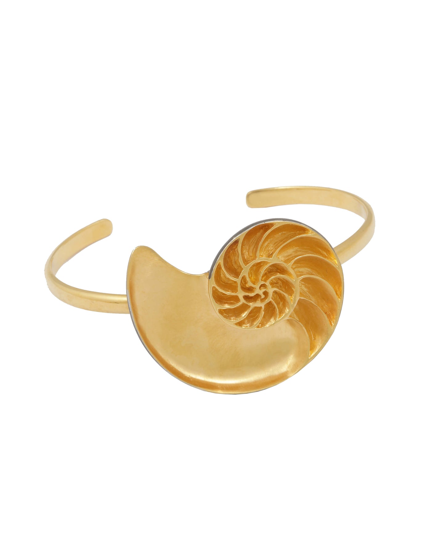 Nautilus Shell Cuff. Silver, gold-plated
