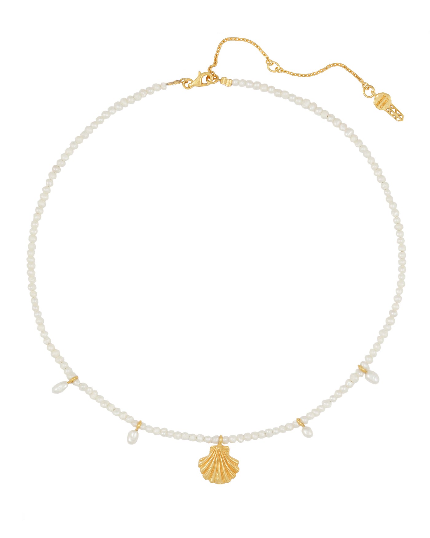 Clam shell with pearls pearl choker. Silver, gold-plated