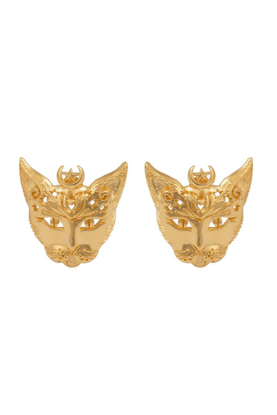 Solid gold Goddess stud earrings