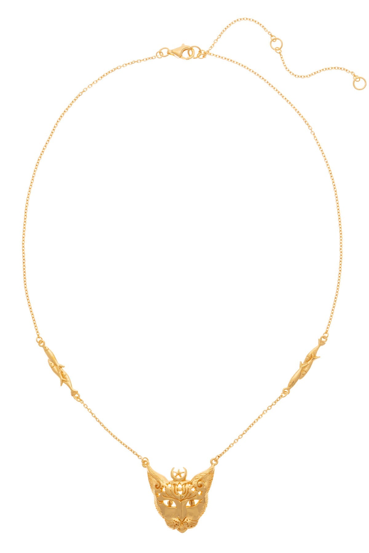Solid gold Bastet Goddess necklace