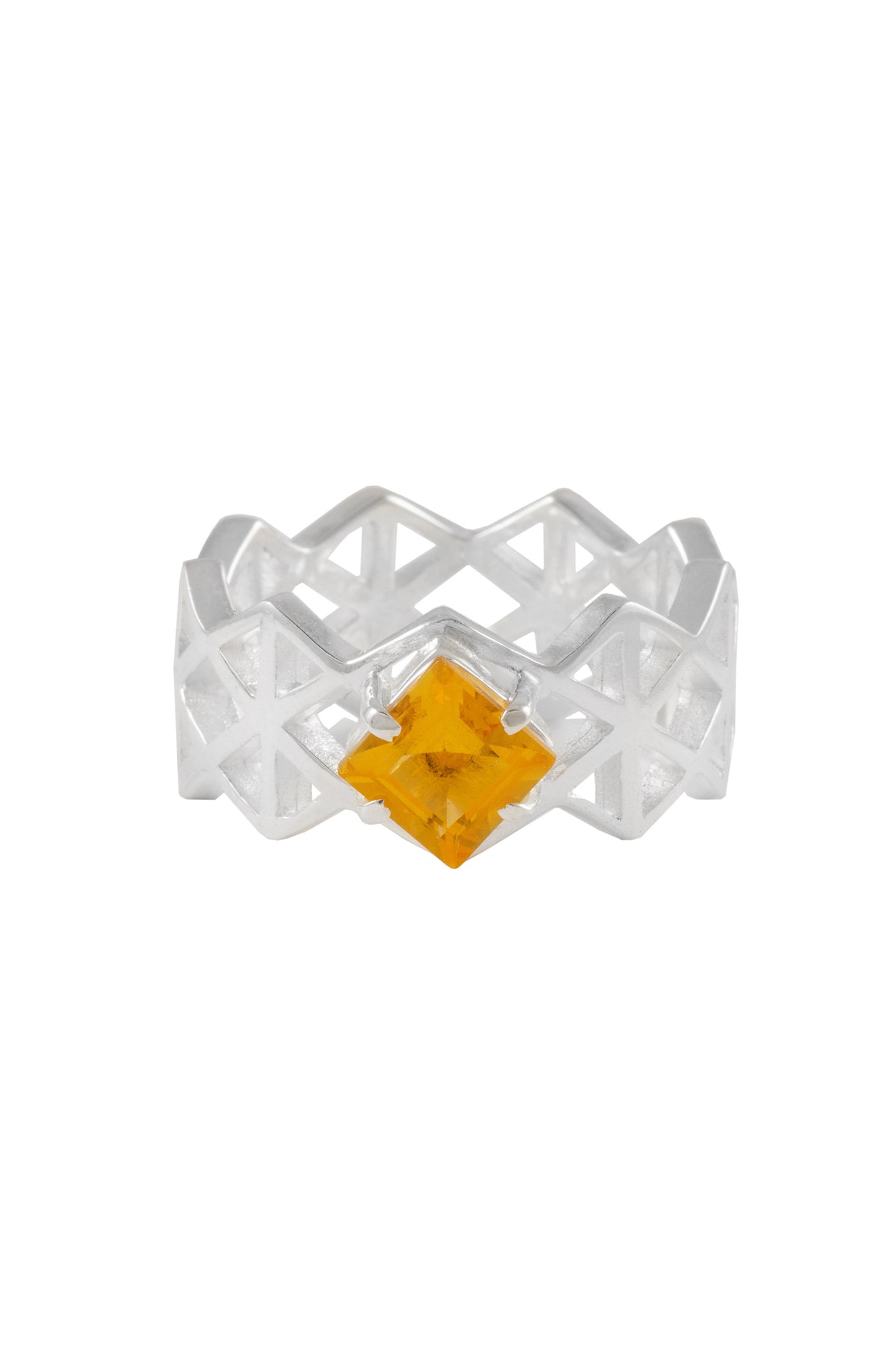 Large life force ring with citrine stone. Silver