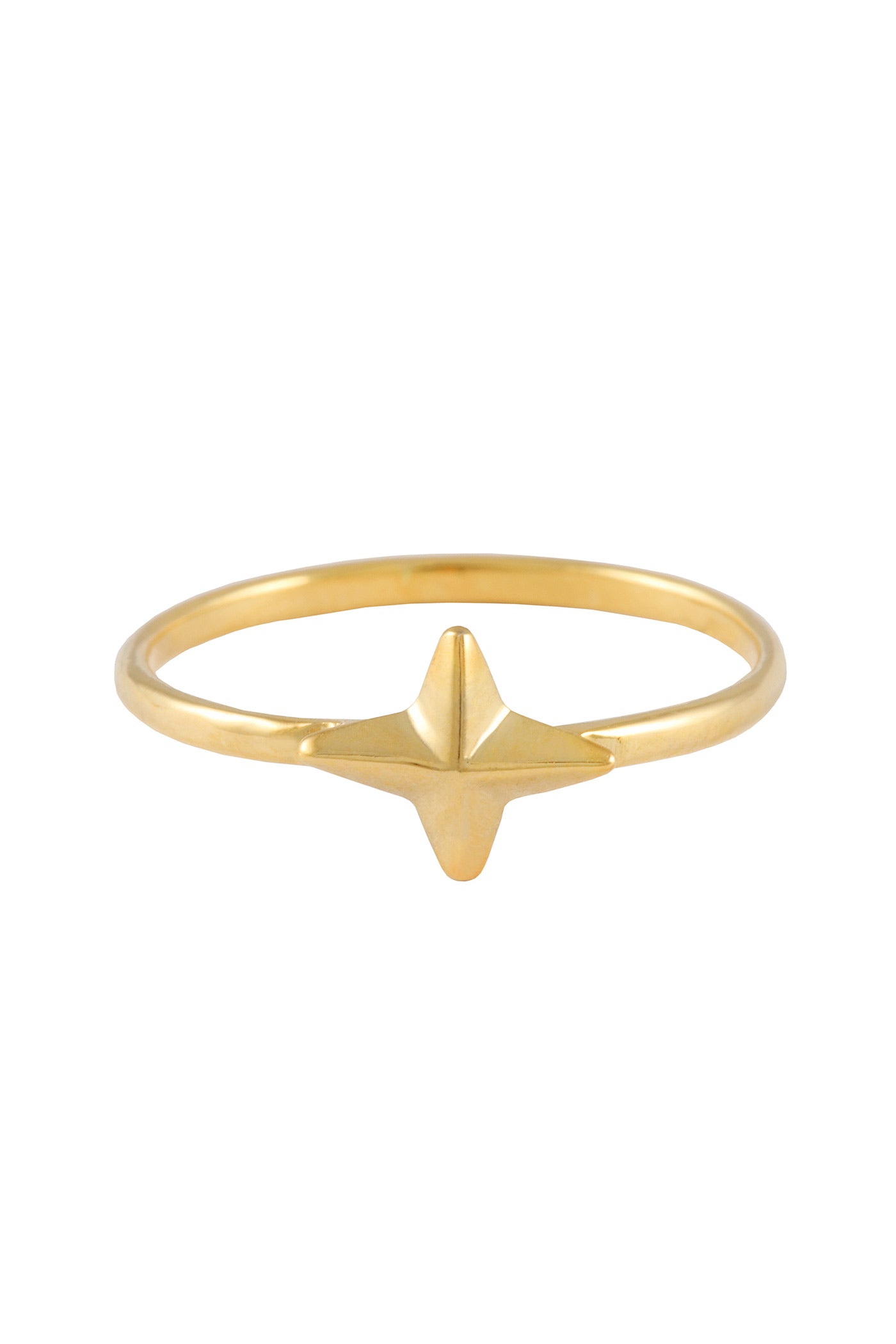Four pointed star ring. Silver, gold plated