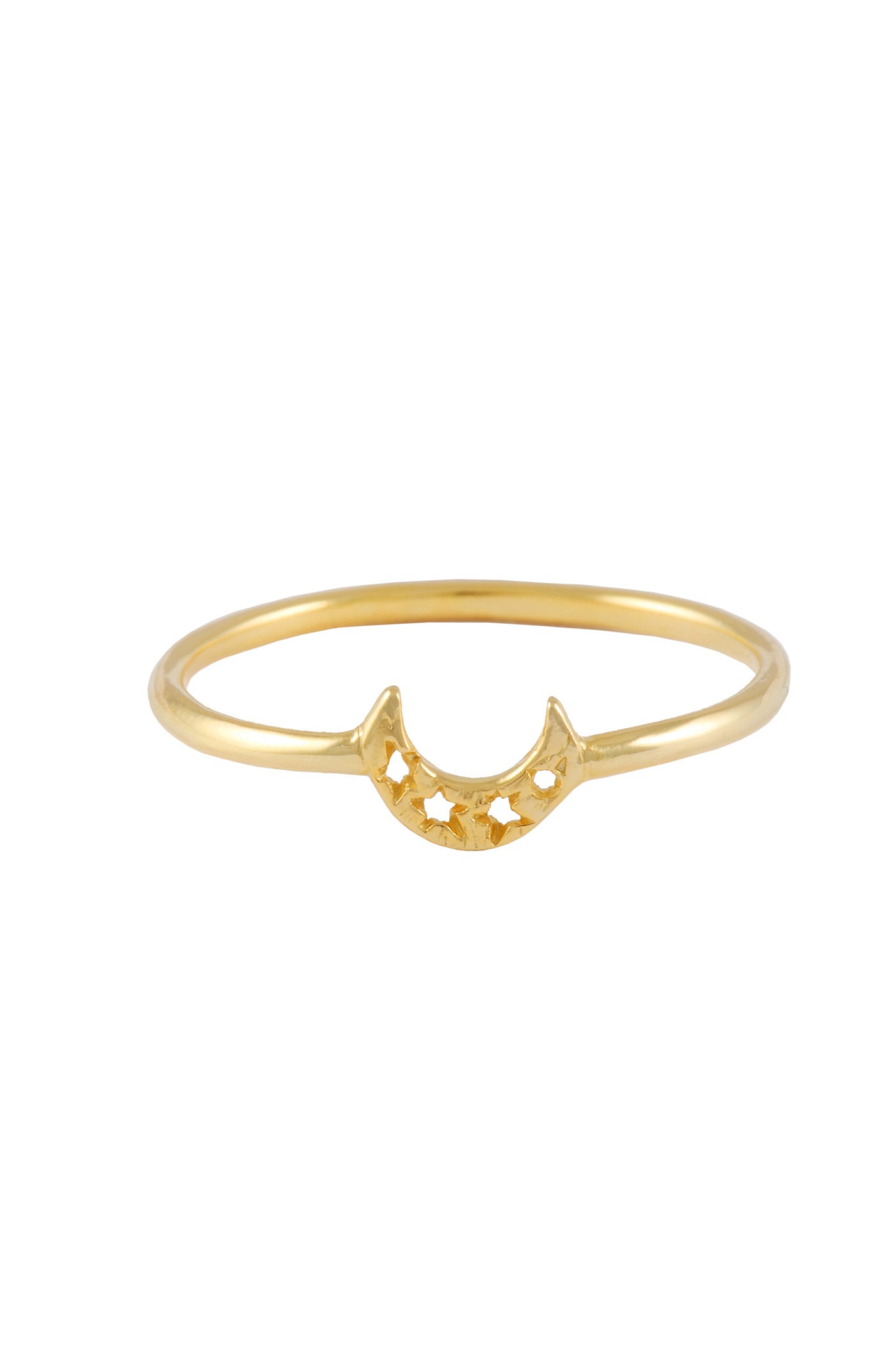 Small Crescent Moon ring. Silver, gold-plated