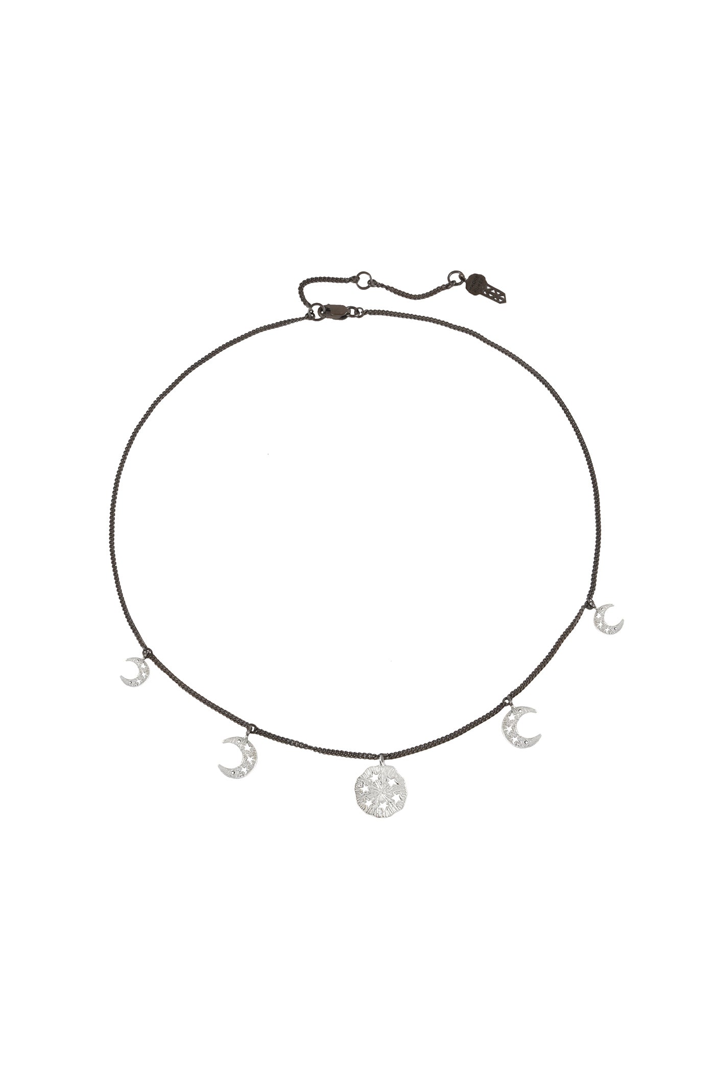 Moon cycle choker, 41 cm. Partly silver oxide