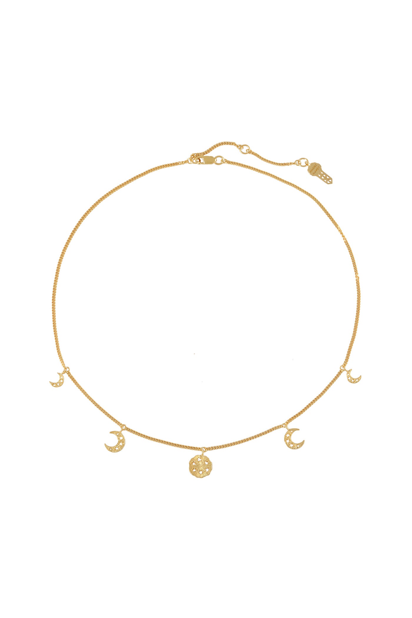 Moon cycle choker, 41 cm. Silver, gold plated