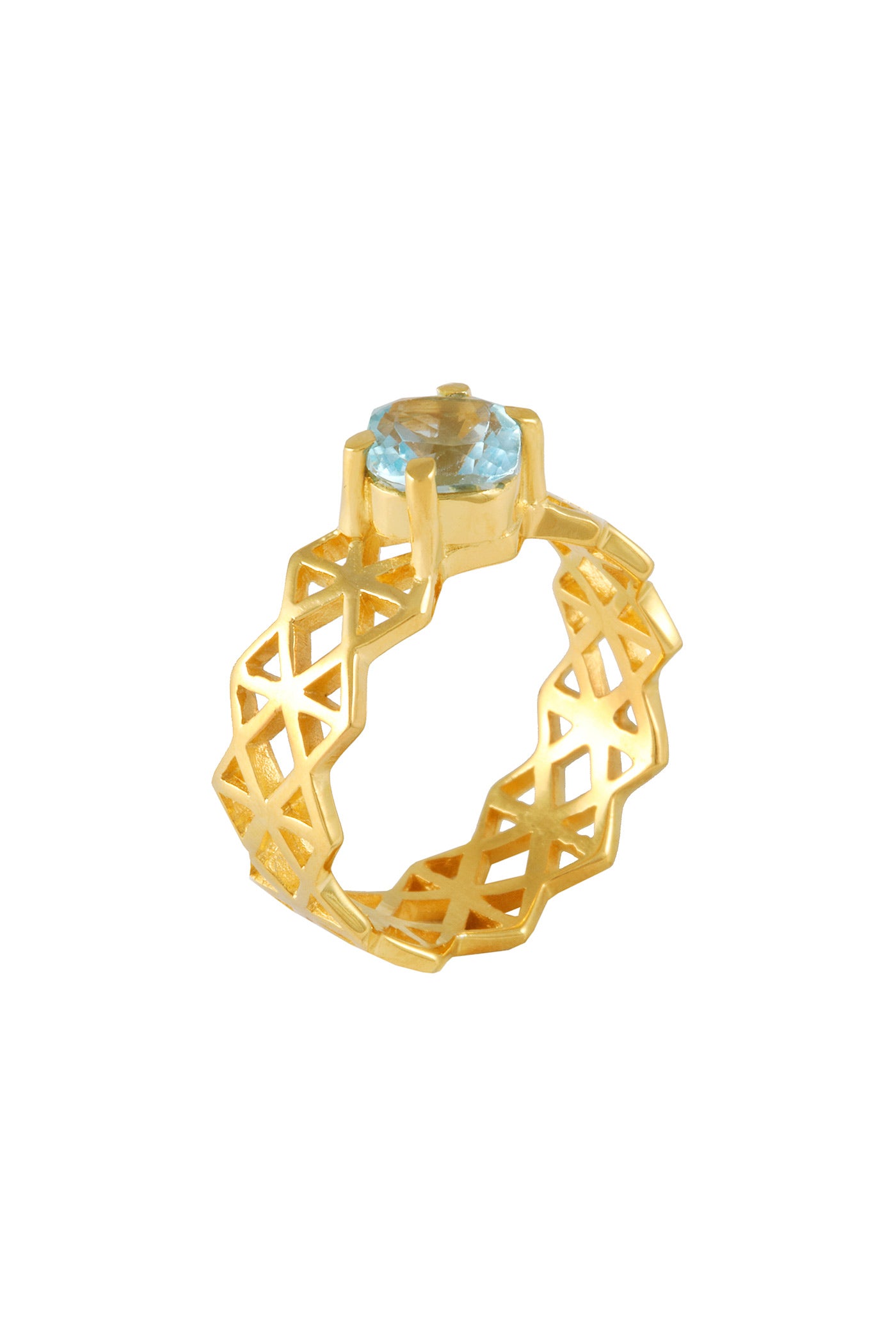 Large life force ring with topaz stone, gold plated