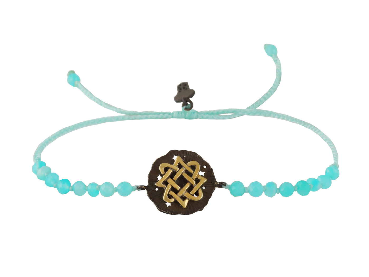 Lada medallion amulet bracelet with beads. Gold plated and oxide