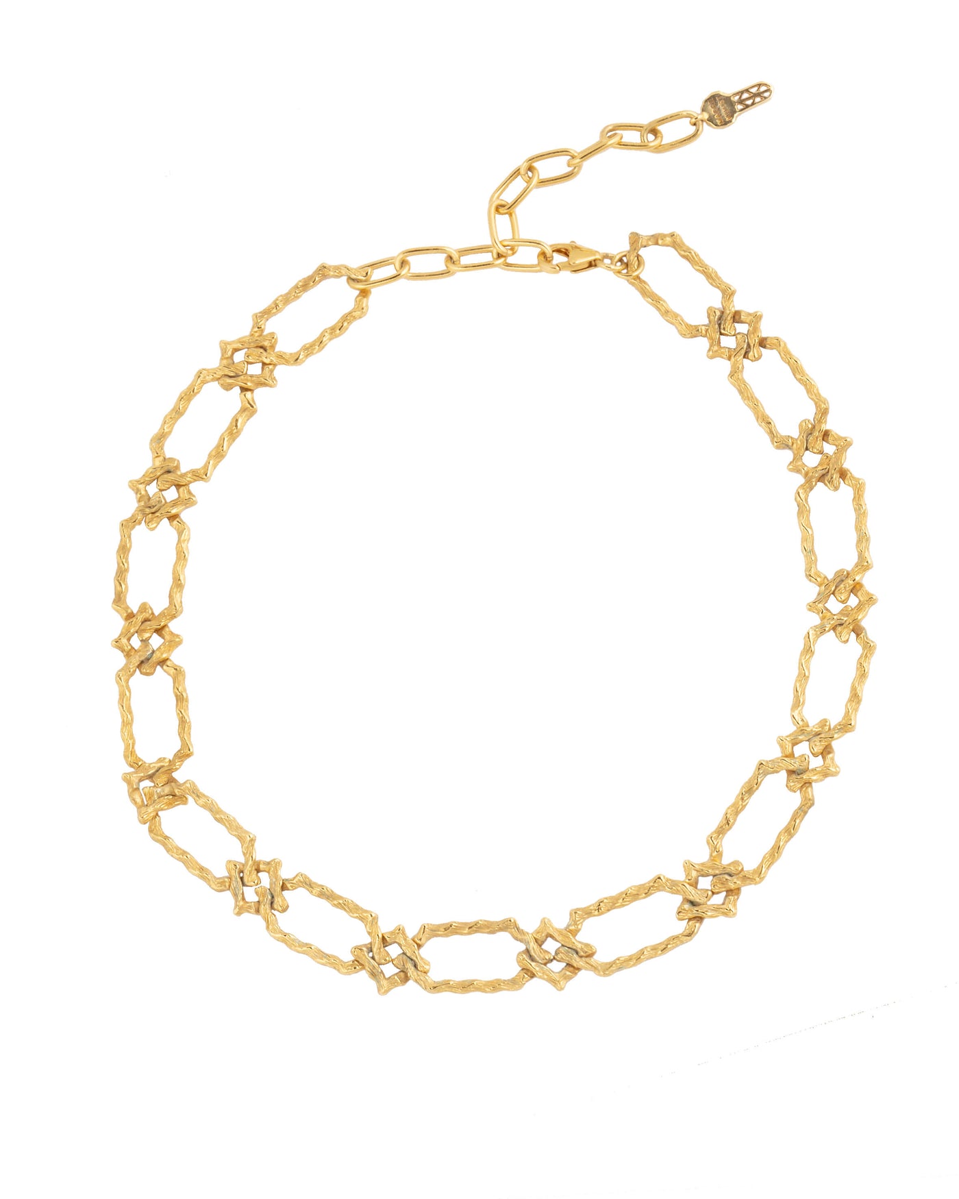 Handmade antique chain link choker. Silver, gold-plated