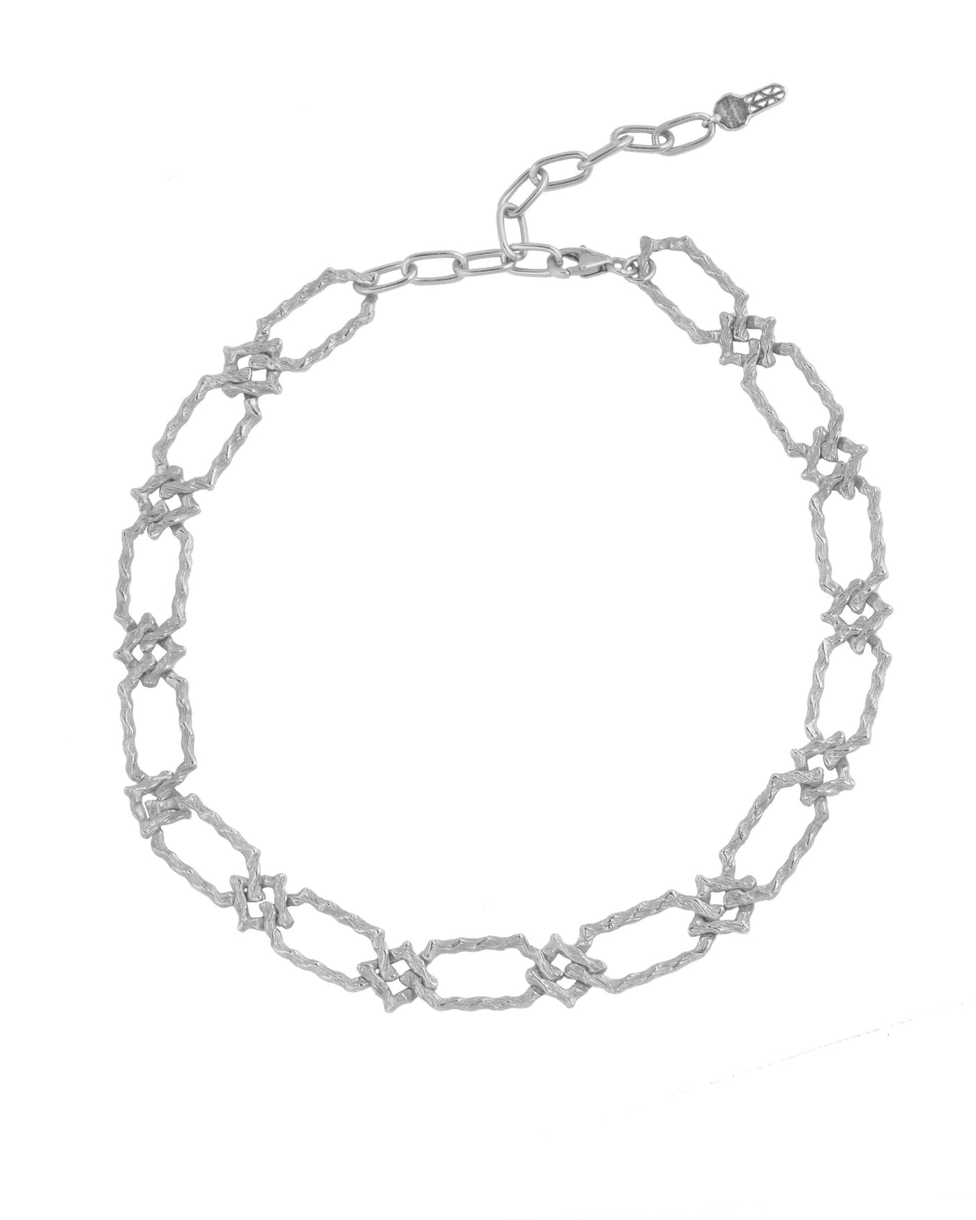 Handmade antique chain link choker. Silver