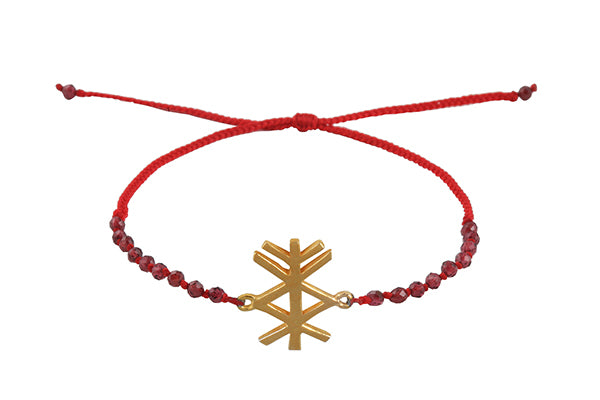 Bind rune "Material prosperity amulet" bracelet with beads. Gold plated