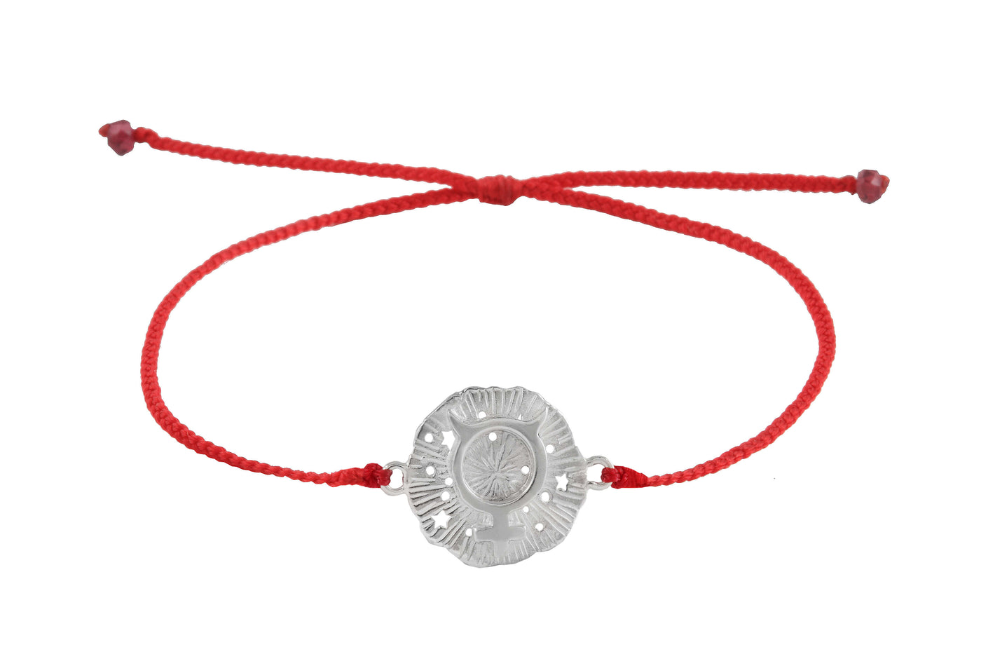 String bracelet with Mercury medallion amulet. Silver
