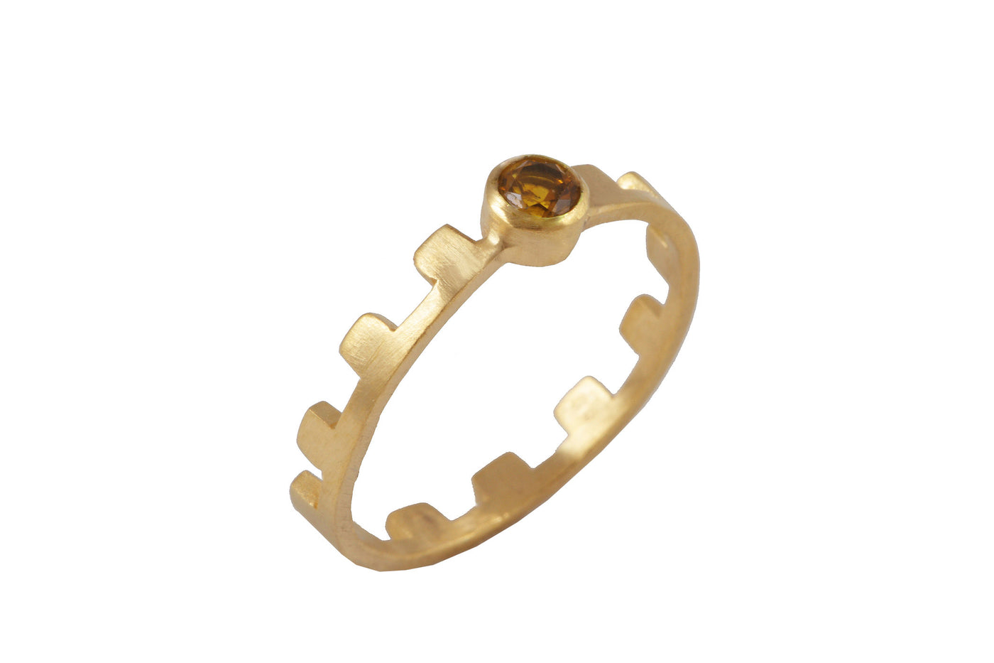 Ring with elements - Earth. Gold plated, yellow citrin