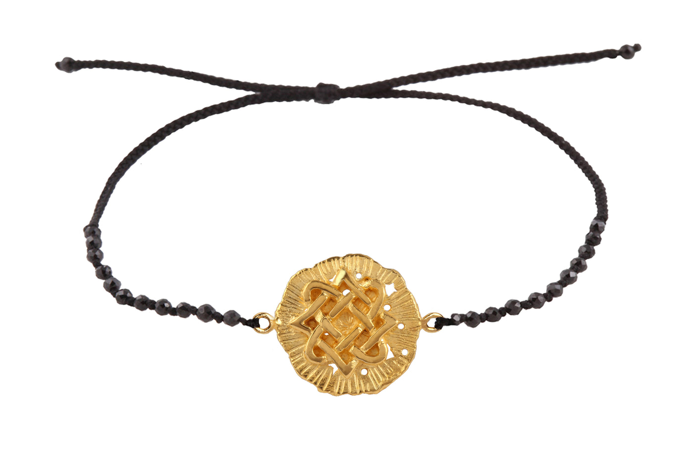 Lada medallion amulet bracelet with beads. Gold plated