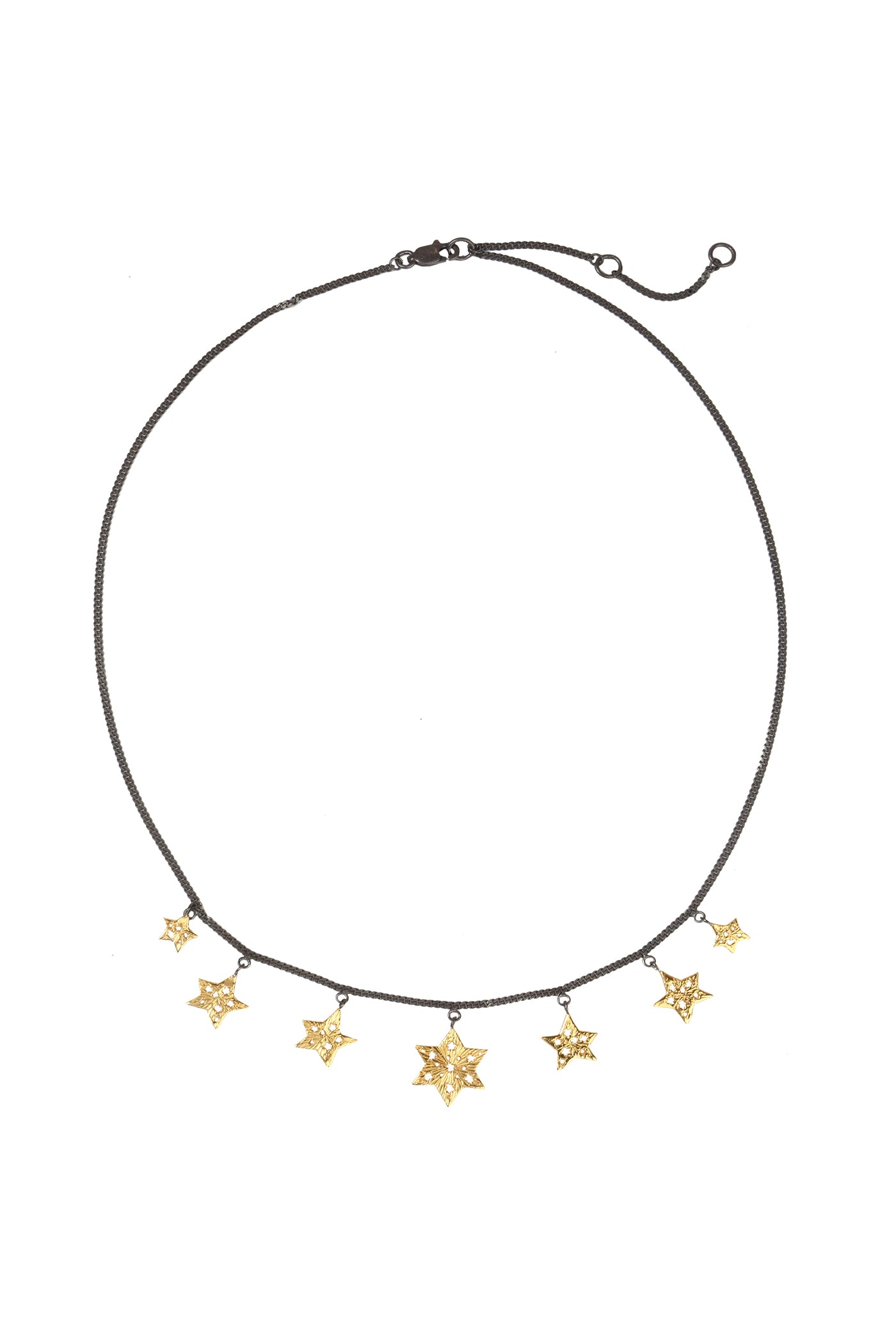 7 stars necklace. Silver, gold-plated, oxidized