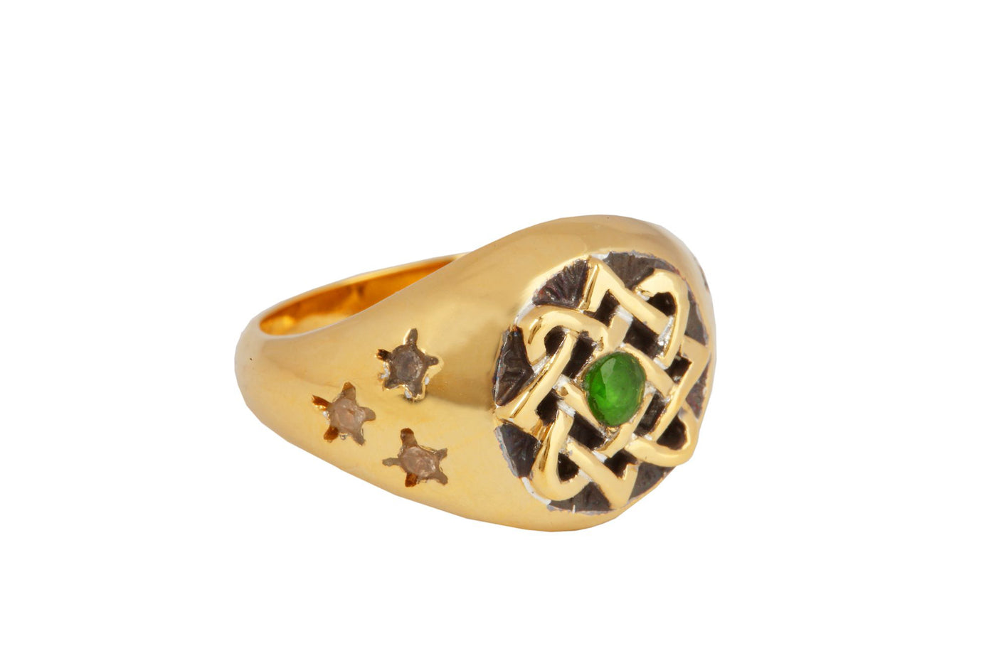 Lada star ring with tzavorite. Gold plated