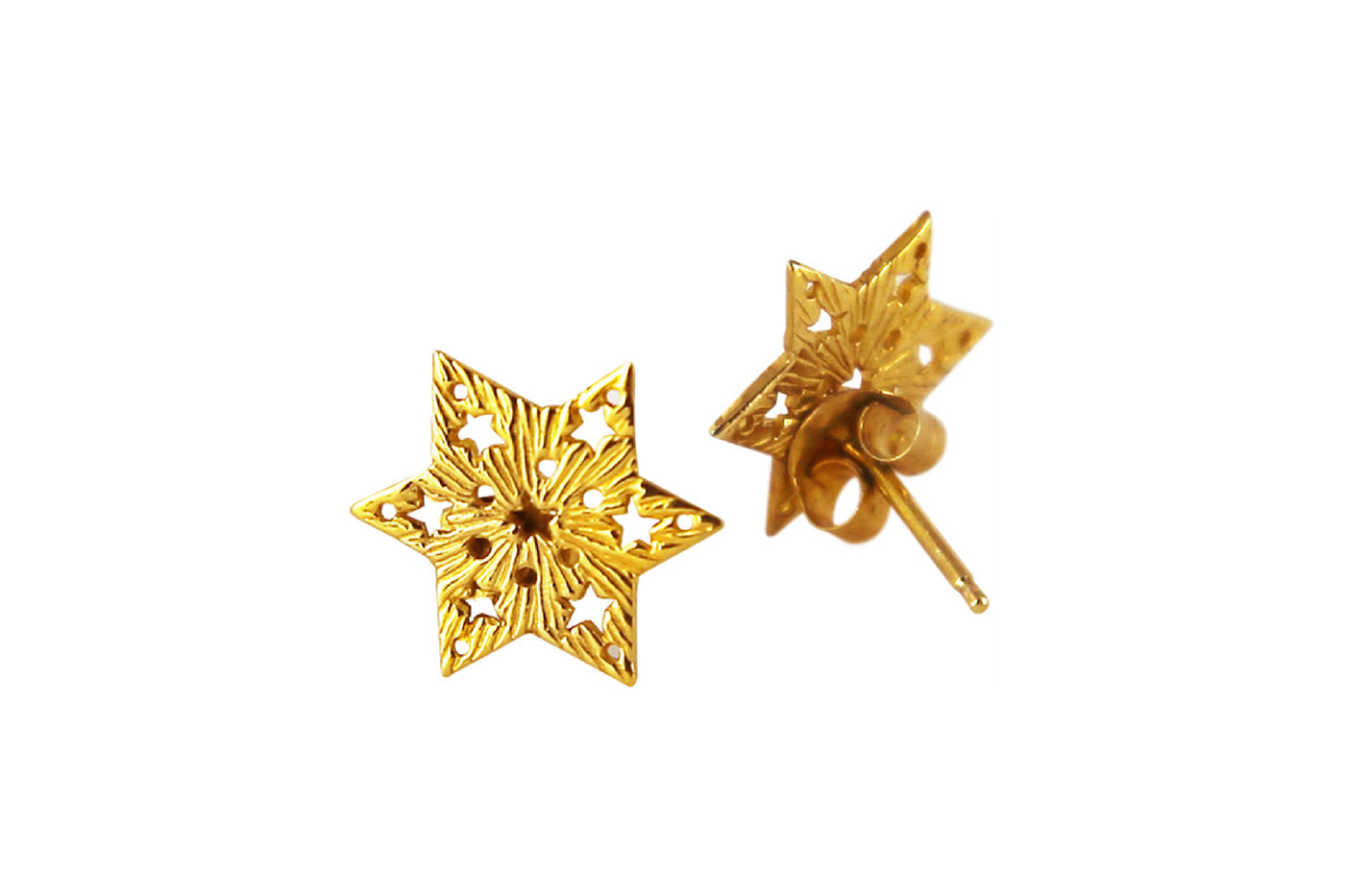 Solid Gold Studs 6-pointed stars
