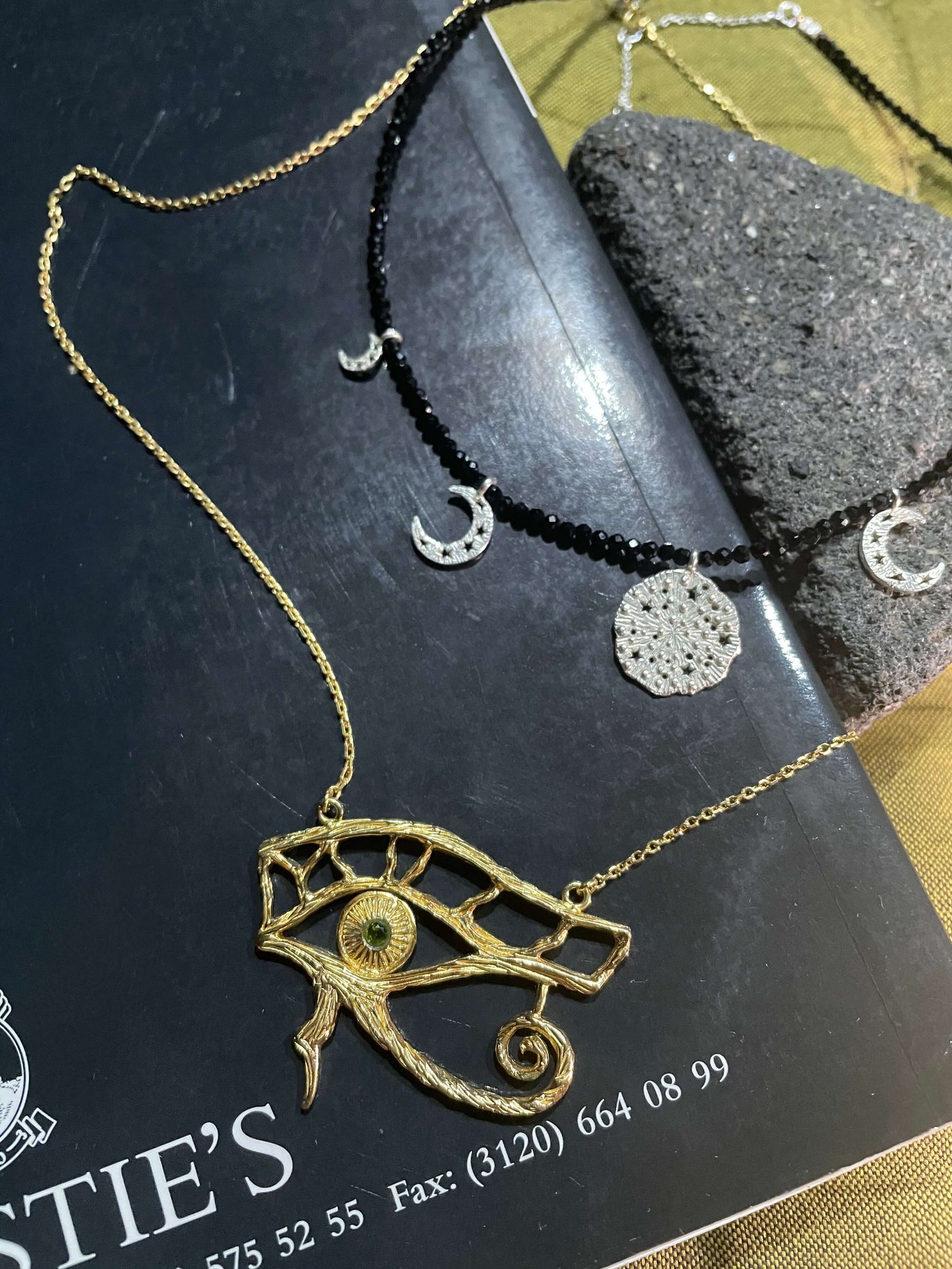 Eye of Horus necklace. Silver, gold-plated