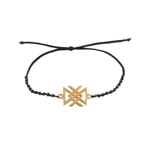 Bind rune "Health amulet" bracelet with beads. Gold plated