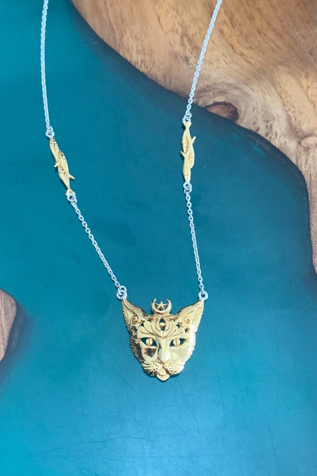 Bastet Goddess necklace. Silver