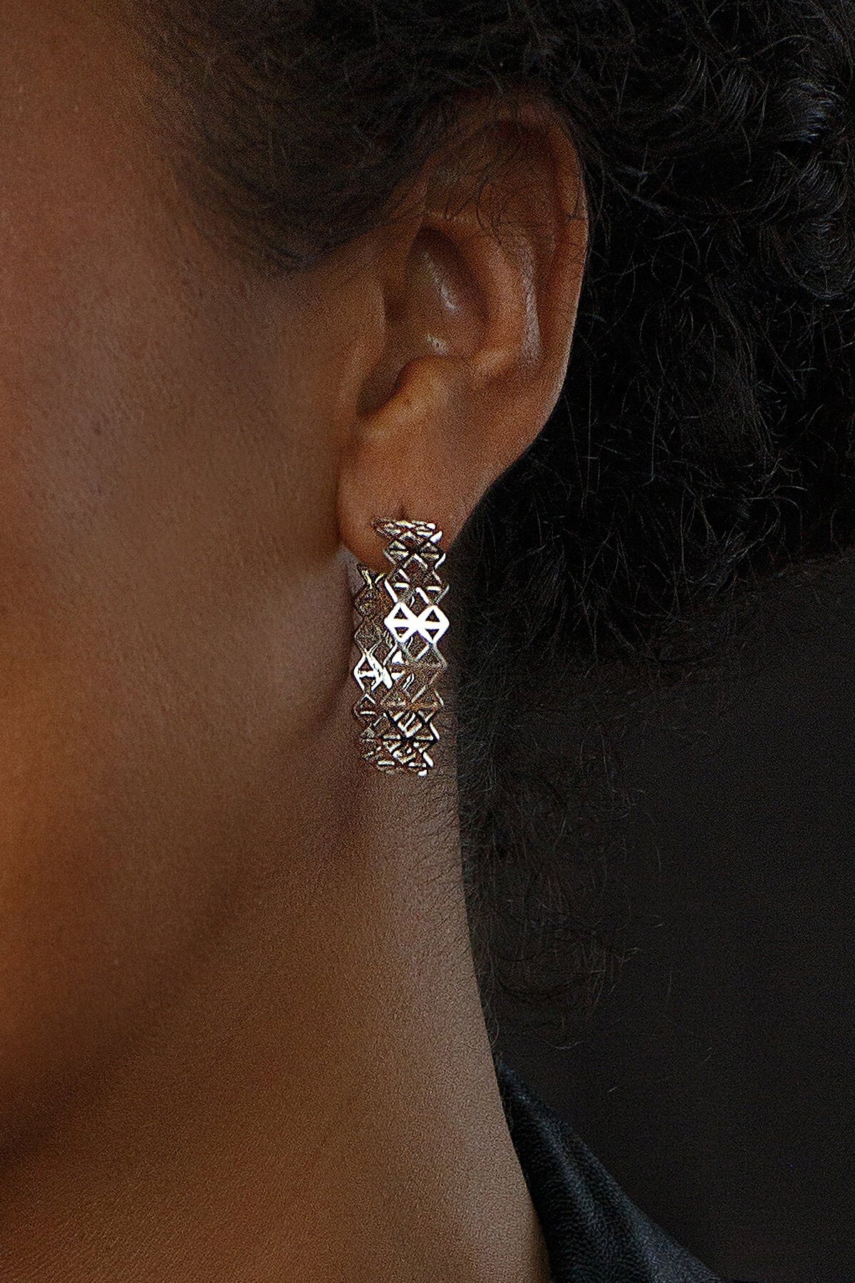 Life Force medium hoop earrings. Silver