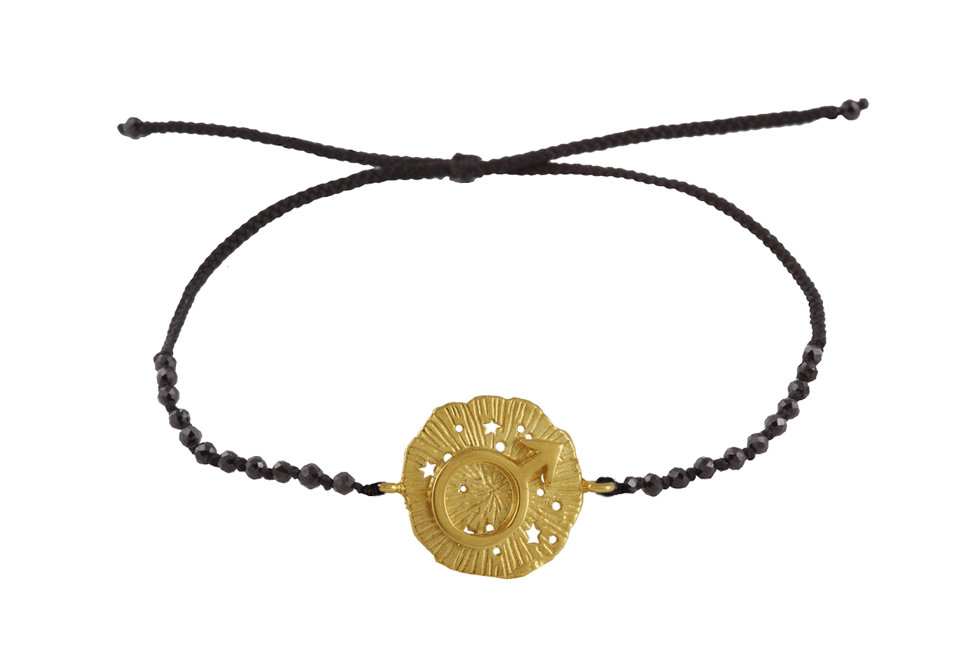 Mars Medallion Amulet bracelet with beads. Gold plated