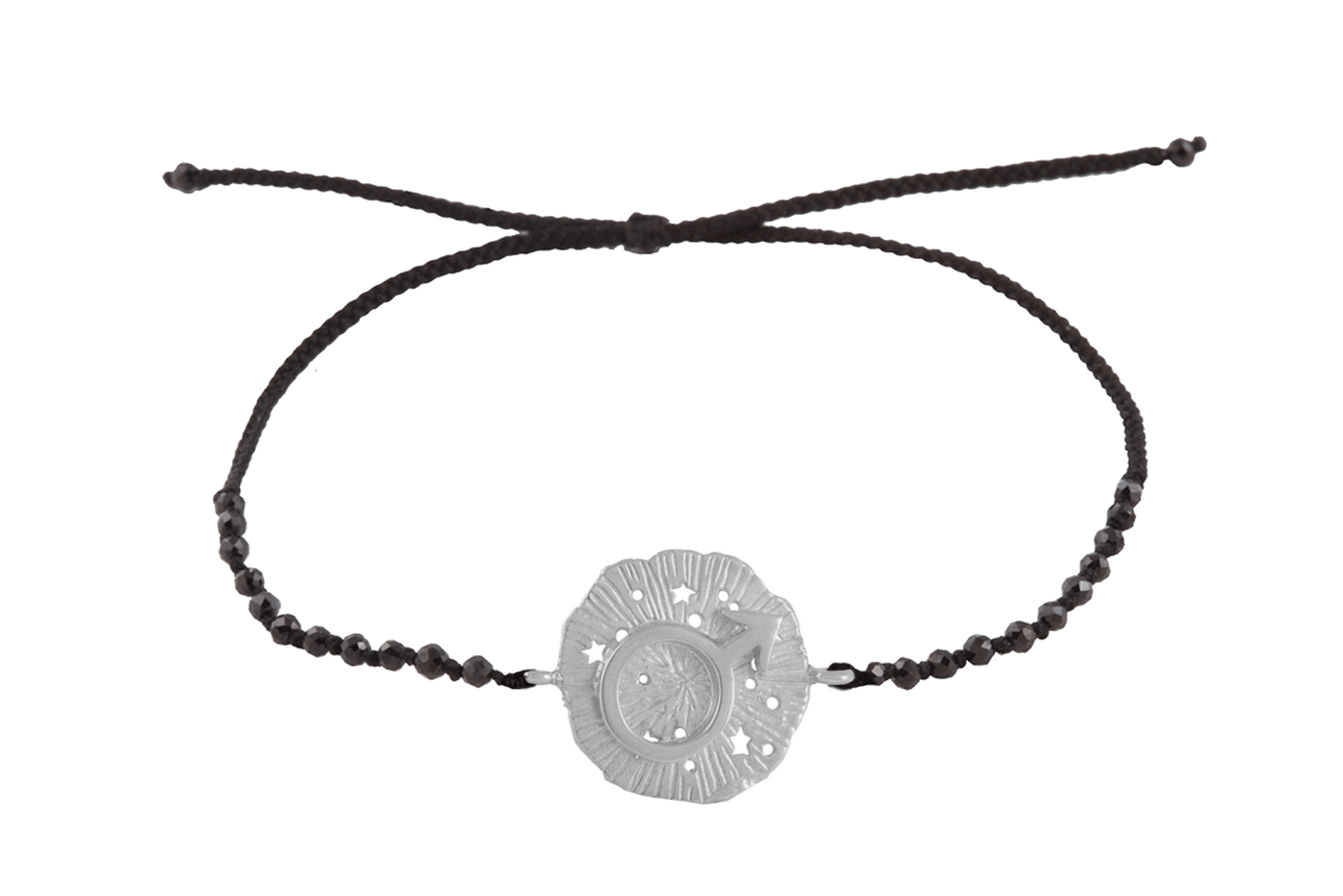Mars Medallion Amulet bracelet with beads. Silver