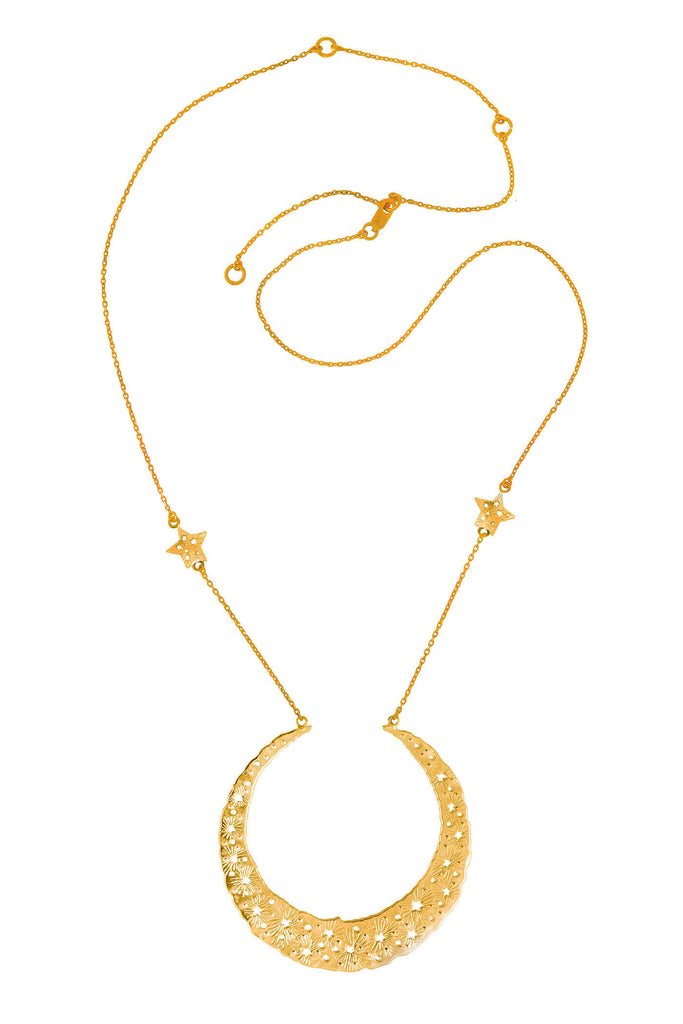 Moon Queen with stars on the chain Silver, gold-plated