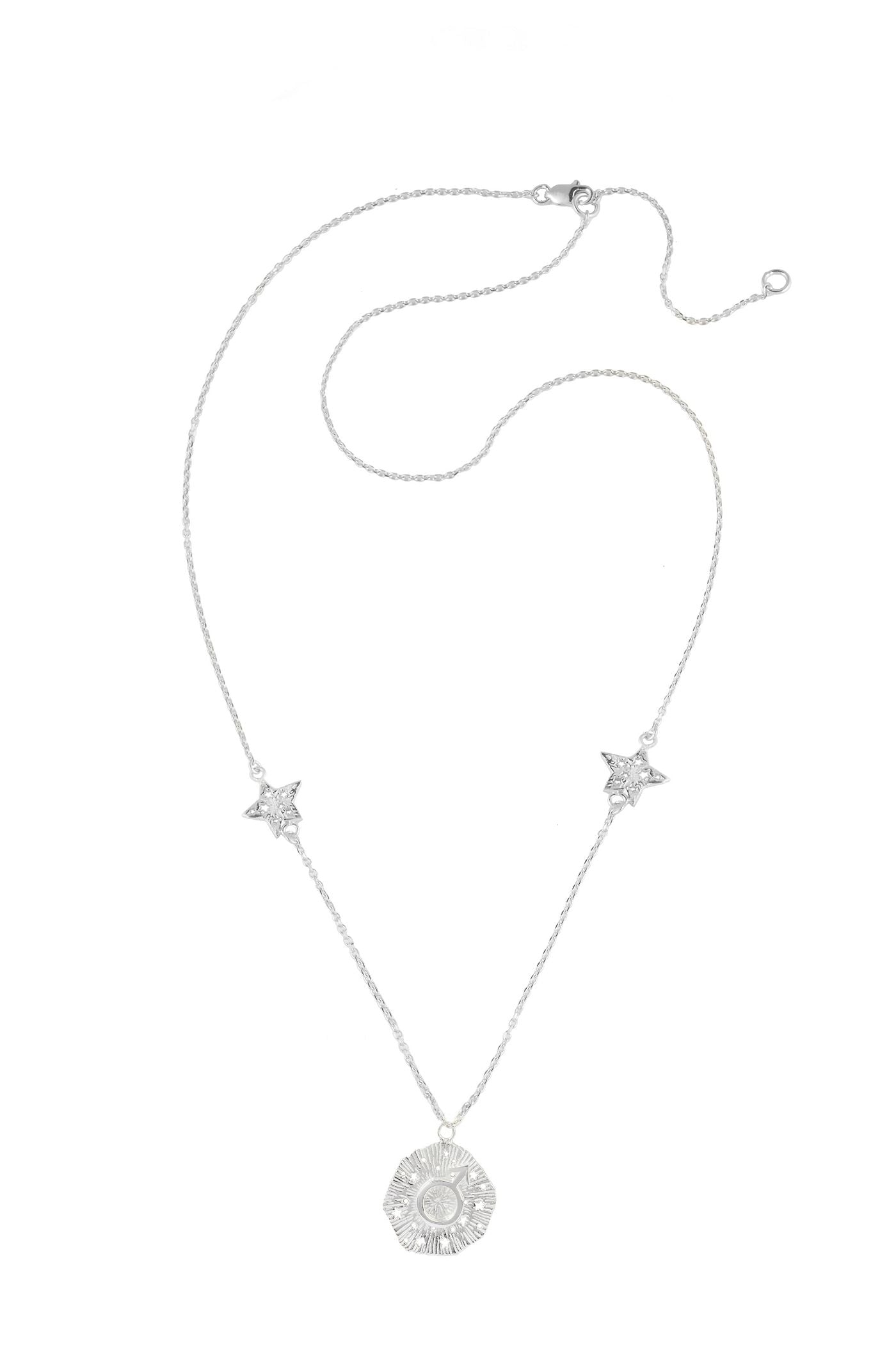 Mars pendant with stars, 46 cm, Silver