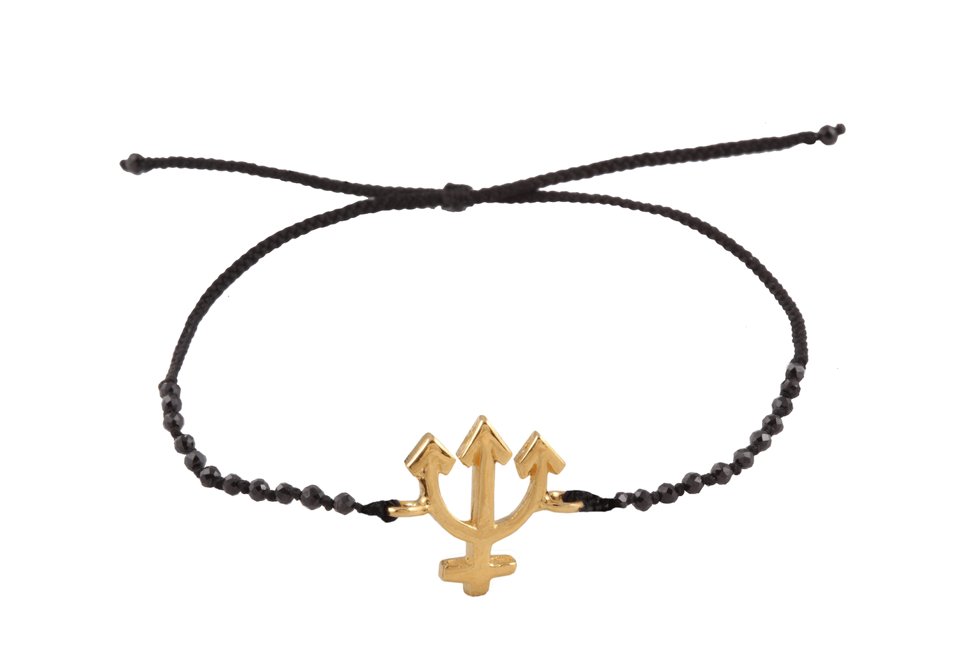 Neptune Amulet bracelet with beads. Gold plated