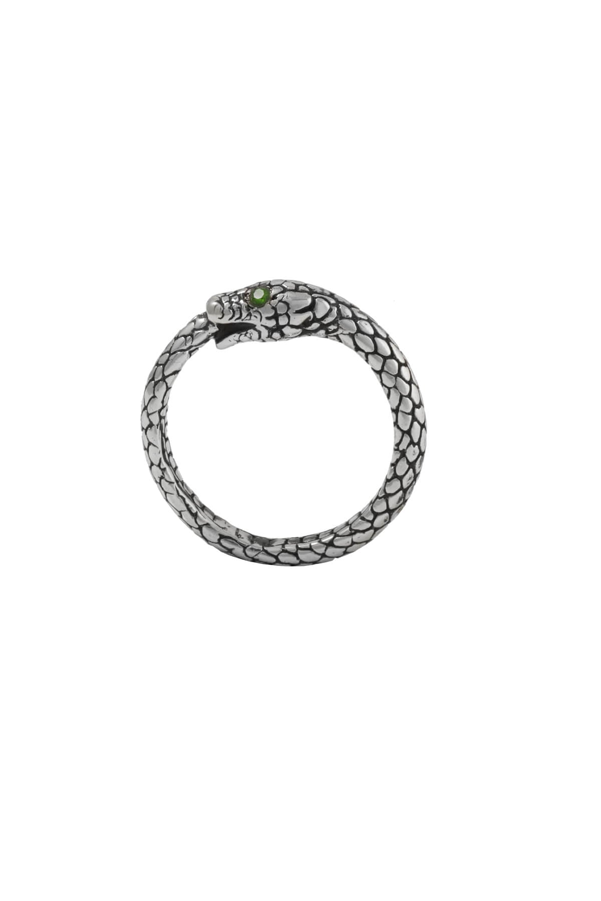 Snake ring with 2 stones. Silver, gold-plated
