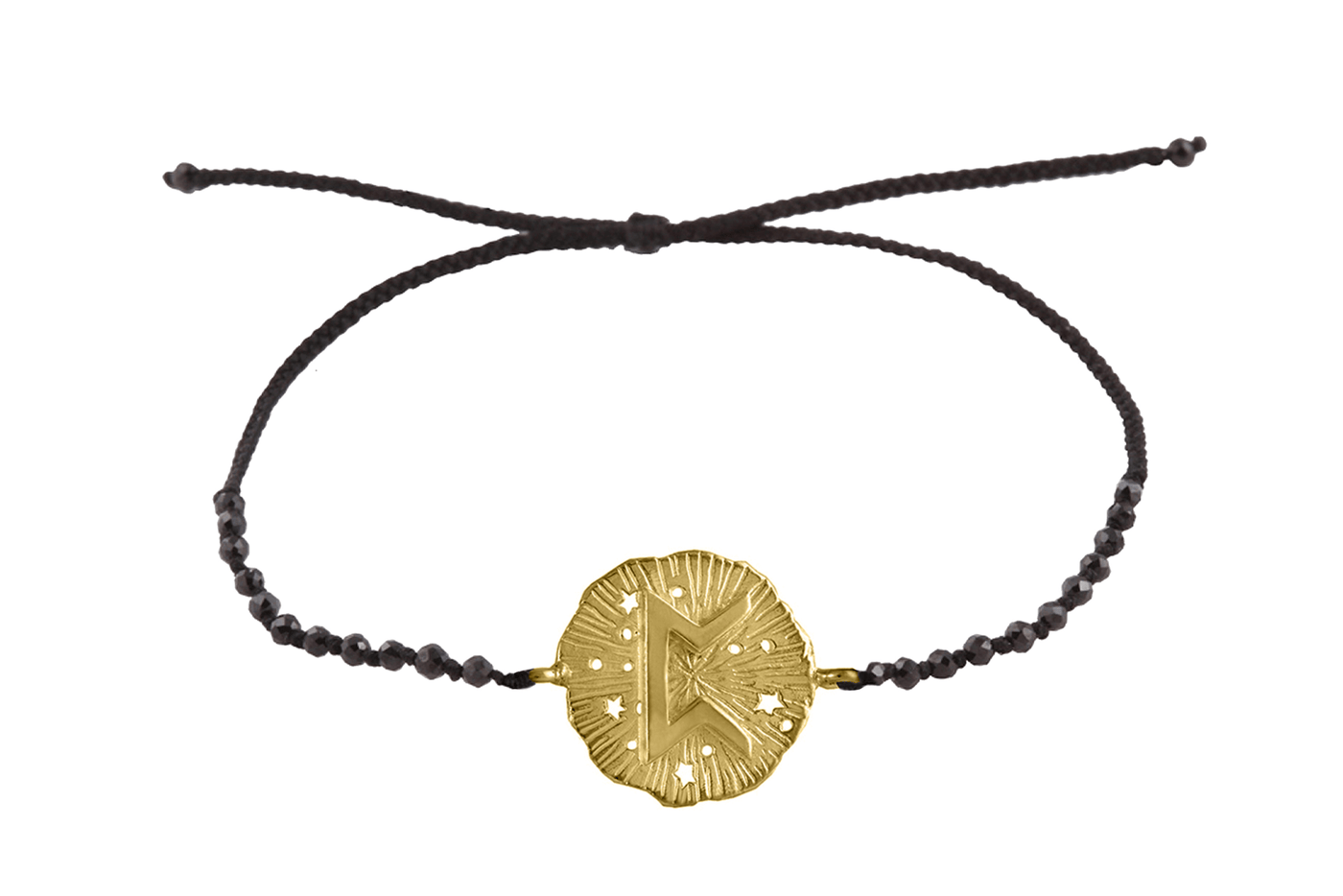 Runic medallion amulet Perth bracelet with beads. Gold plated