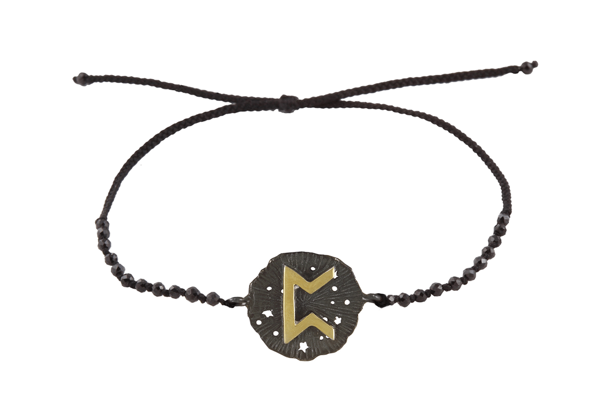 Runic medallion amulet Perth bracelet with beads. Gold plated and oxid ...