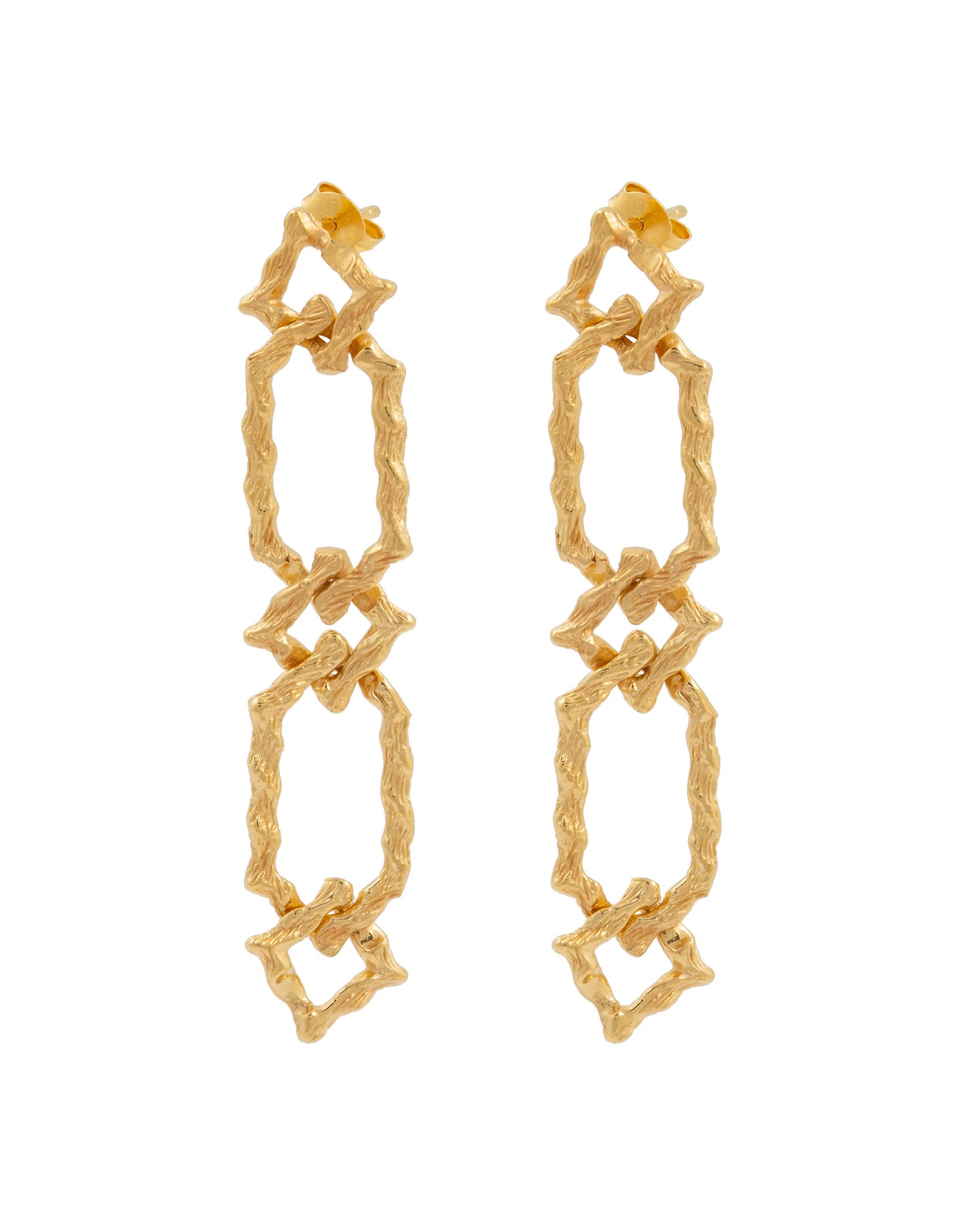 Silver Linked Chain Earrings. Gold plated