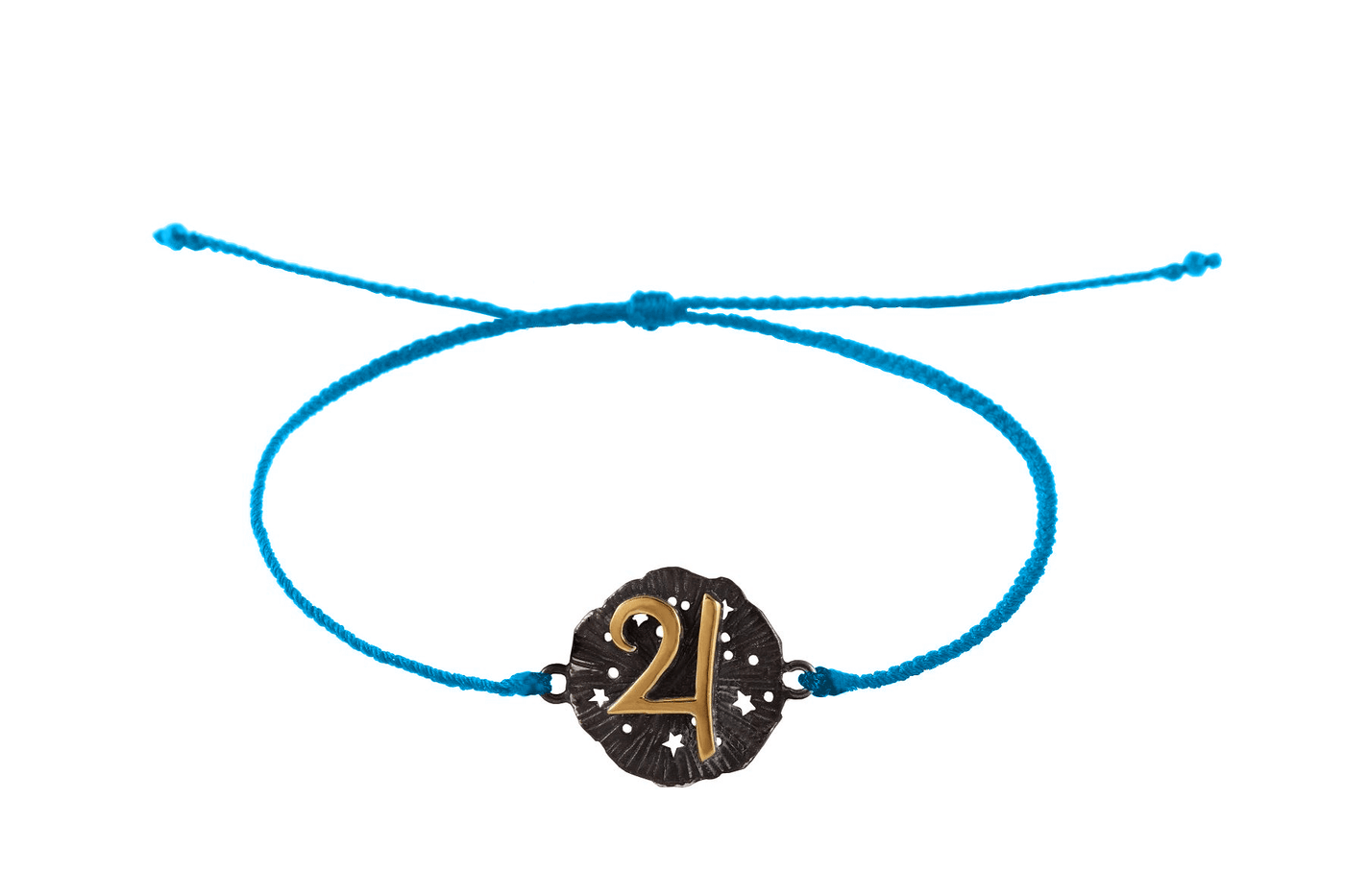 String bracelet with Jupiter medallion amulet. Gold plated and oxide